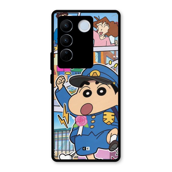 Officer Shinchan Metal Back Case for Vivo V27 Pro