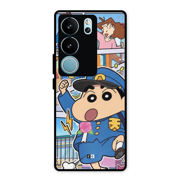 Officer Shinchan Metal Back Case for Vivo V29 Pro