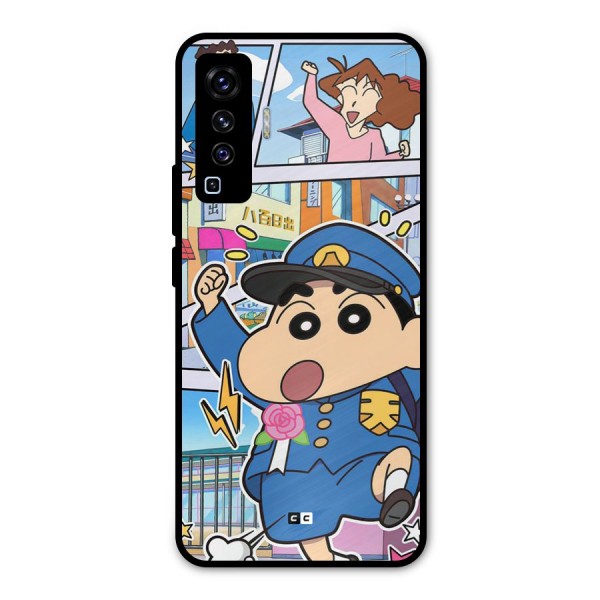 Officer Shinchan Metal Back Case for Vivo X50