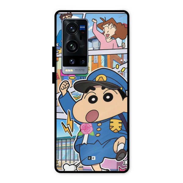 Officer Shinchan Metal Back Case for Vivo X60 Pro Plus