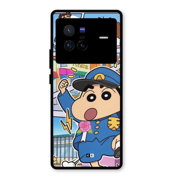 Officer Shinchan Metal Back Case for Vivo X80