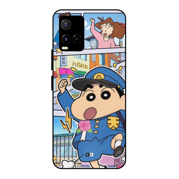 Officer Shinchan Metal Back Case for Vivo Y21A