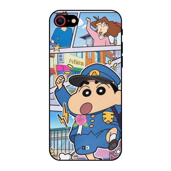 Officer Shinchan Metal Back Case for iPhone 8