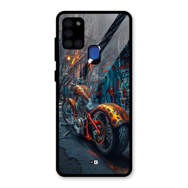 Orange Fatbike Glass Back Case for Galaxy A21s