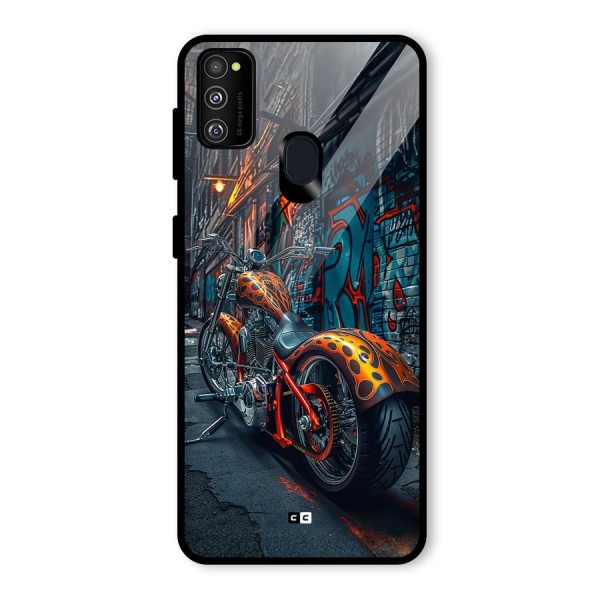 Orange Fatbike Glass Back Case for Galaxy M21