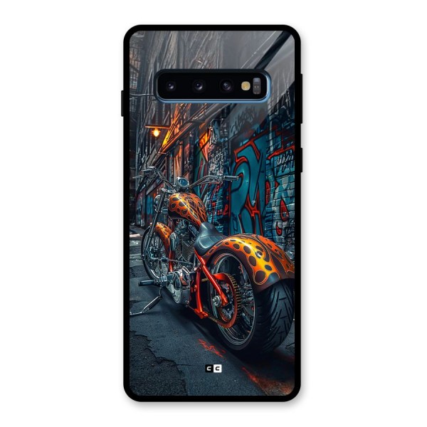 Orange Fatbike Glass Back Case for Galaxy S10