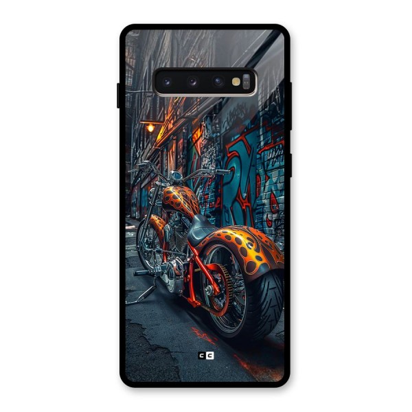 Orange Fatbike Glass Back Case for Galaxy S10 Plus