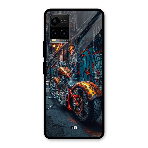 Orange Fatbike Glass Back Case for Vivo Y21G