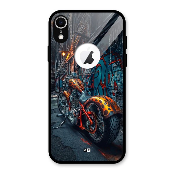 Orange Fatbike Glass Back Case for iPhone XR Logo Cut