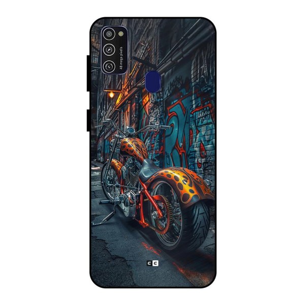 Orange Fatbike Metal Back Case for Galaxy M21