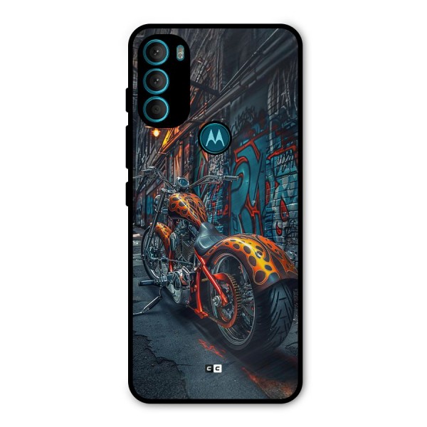 Orange Fatbike Metal Back Case for Moto G71 5G