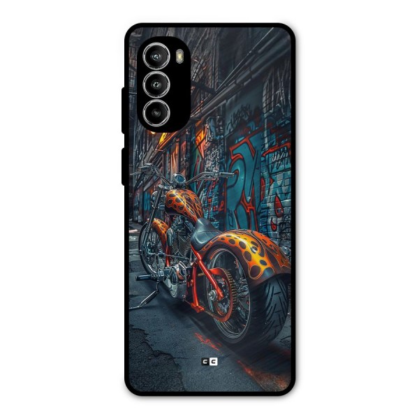 Orange Fatbike Metal Back Case for Moto G82