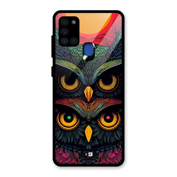 Owl Soul Art Illustration Glass Back Case for Galaxy A21s