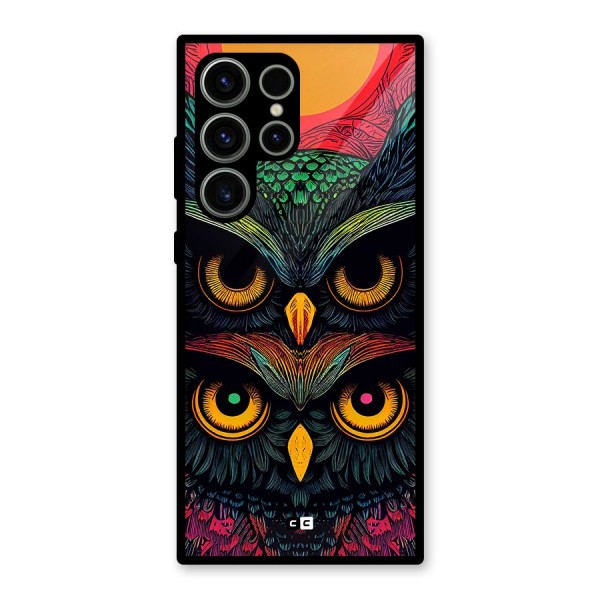 Owl Soul Art Illustration Glass Back Case for Galaxy S23 Ultra