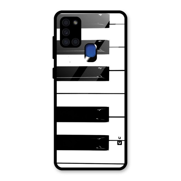 Paino Keys Printed Classy Glass Back Case for Galaxy A21s