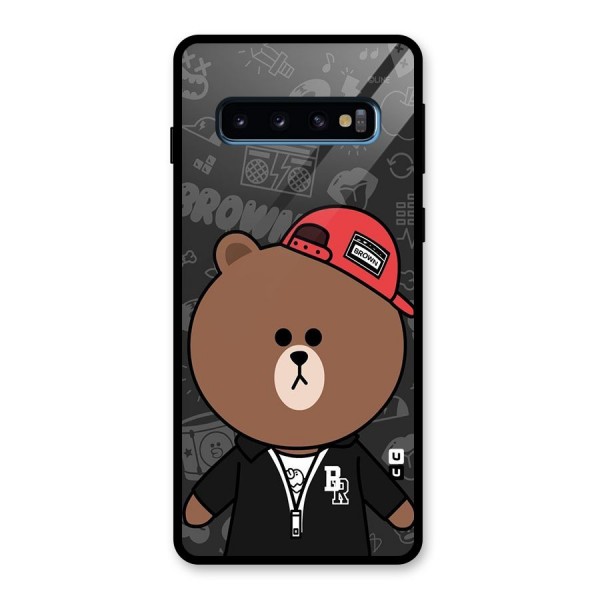 Panda Brown Glass Back Case for Galaxy S10