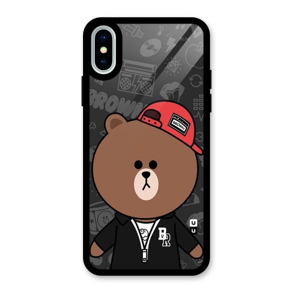 Panda Brown Glass Back Case for iPhone X