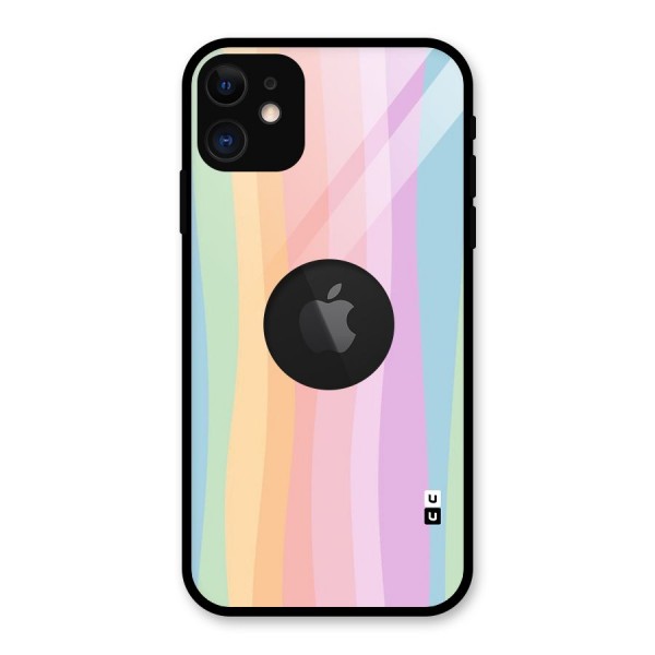 Pastel Curves Glass Back Case for iPhone 11 Logo Cut