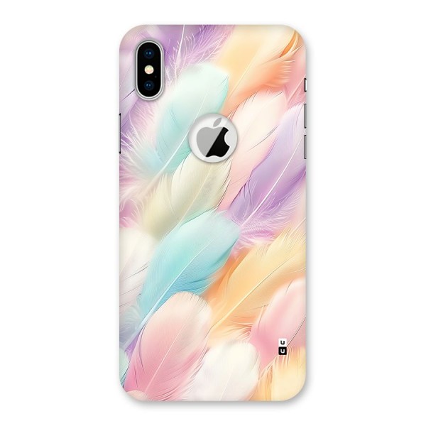 Pastel Feather Back Case for iPhone XS Logo Cut