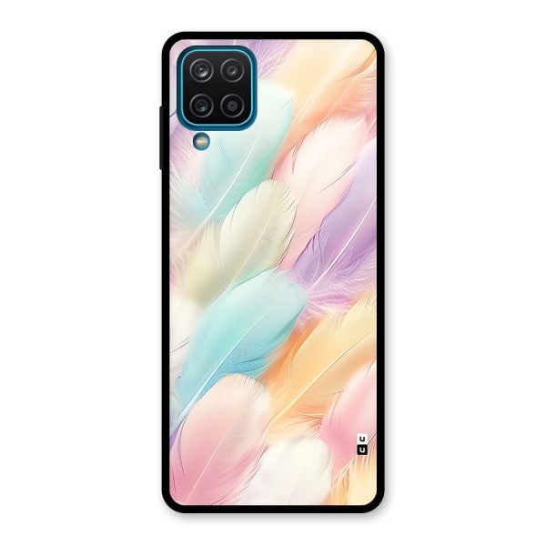 Pastel Feather Glass Back Case for Galaxy A12