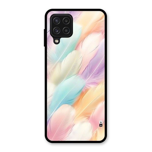 Pastel Feather Glass Back Case for Galaxy A22 4G