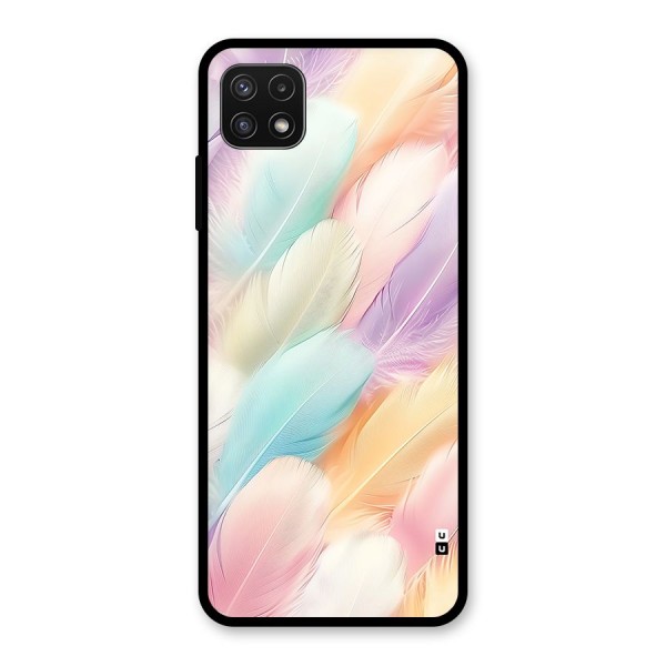 Pastel Feather Glass Back Case for Galaxy A22 5G