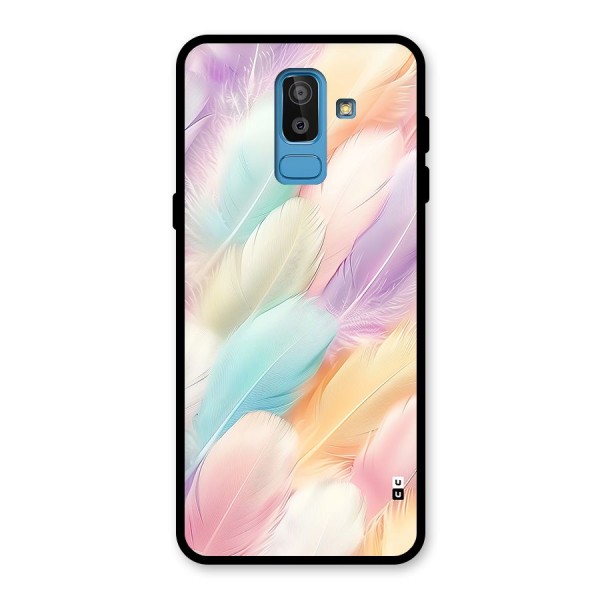 Pastel Feather Glass Back Case for Galaxy J8