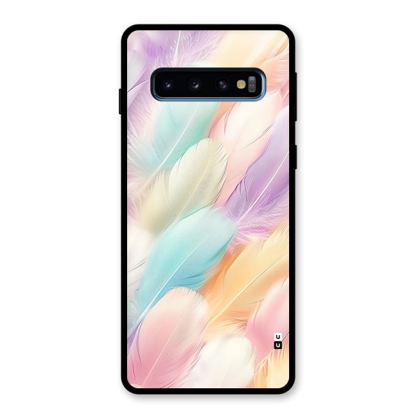 Pastel Feather Glass Back Case for Galaxy S10