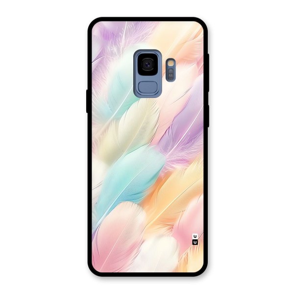 Pastel Feather Glass Back Case for Galaxy S9