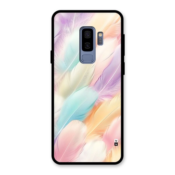 Pastel Feather Glass Back Case for Galaxy S9 Plus