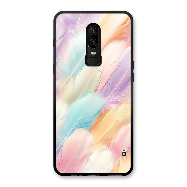 Pastel Feather Glass Back Case for OnePlus 6