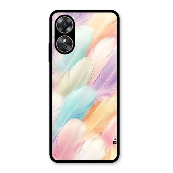 Pastel Feather Glass Back Case for Oppo A17