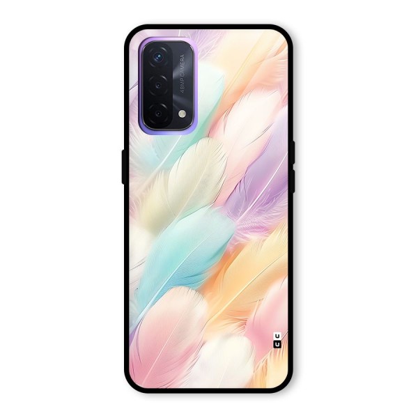 Pastel Feather Glass Back Case for Oppo A74 5G