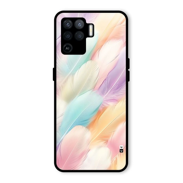 Pastel Feather Glass Back Case for Oppo F19 Pro