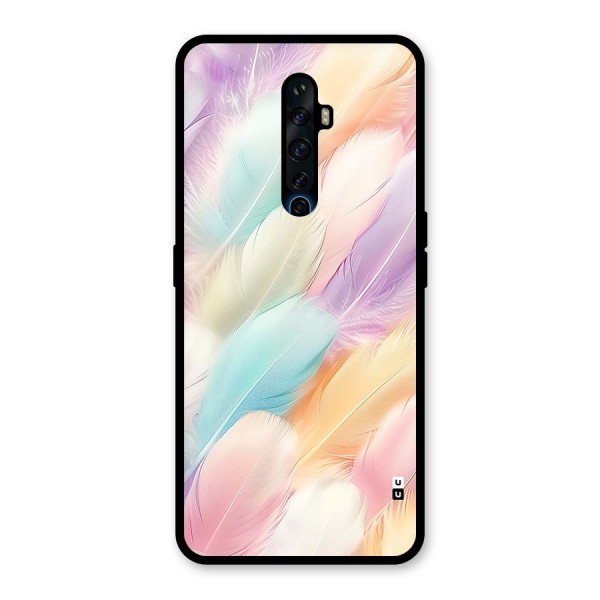 Pastel Feather Glass Back Case for Oppo Reno2 F