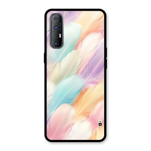 Pastel Feather Glass Back Case for Oppo Reno3 Pro