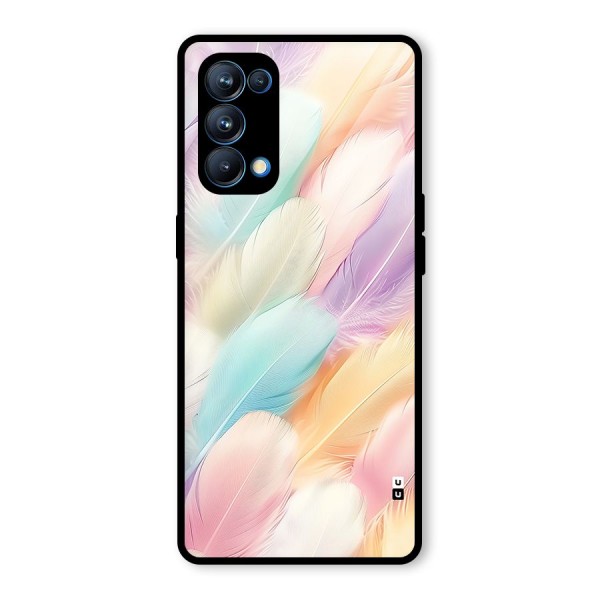 Pastel Feather Glass Back Case for Oppo Reno5 Pro 5G