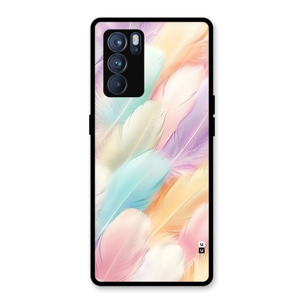 Pastel Feather Glass Back Case for Oppo Reno6 Pro 5G