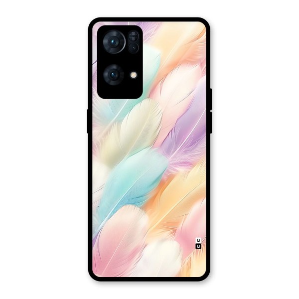 Pastel Feather Glass Back Case for Oppo Reno7 Pro 5G