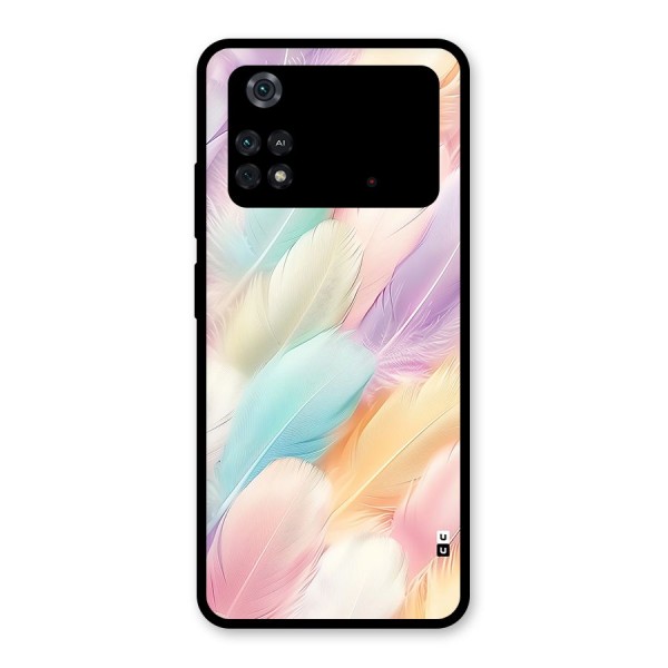 Pastel Feather Glass Back Case for Poco M4 Pro 4G