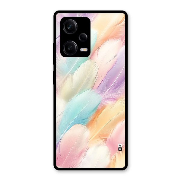 Pastel Feather Glass Back Case for Redmi Note 12 Pro