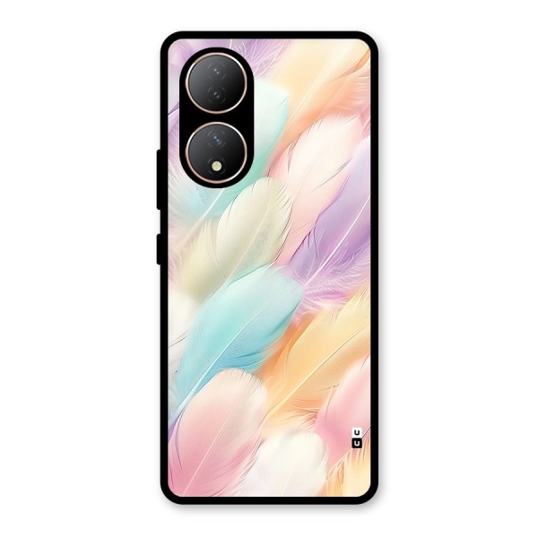 Pastel Feather Glass Back Case for Vivo T2