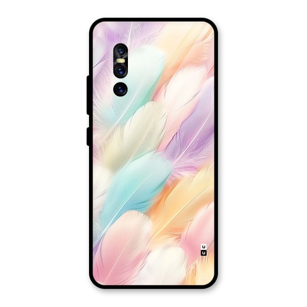 Pastel Feather Glass Back Case for Vivo V15 Pro