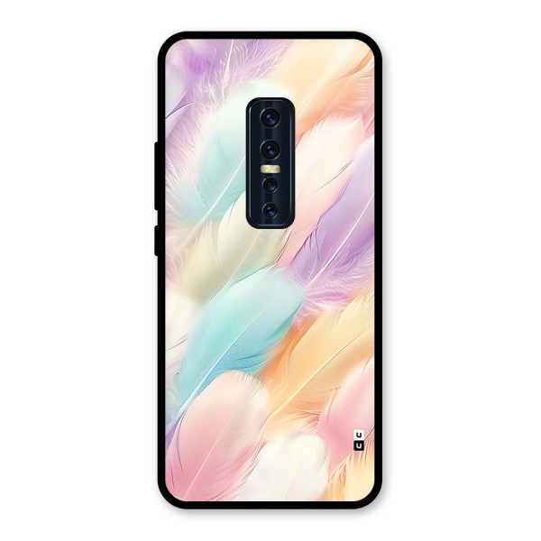 Pastel Feather Glass Back Case for Vivo V17 Pro