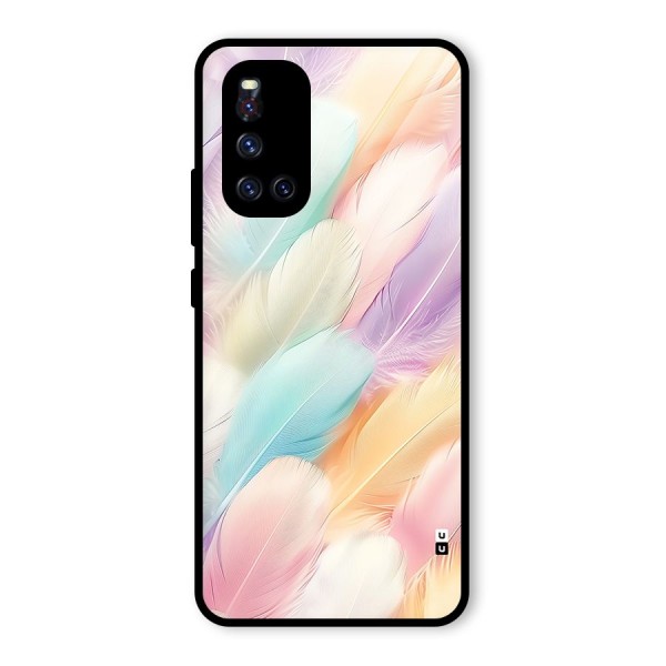 Pastel Feather Glass Back Case for Vivo V19