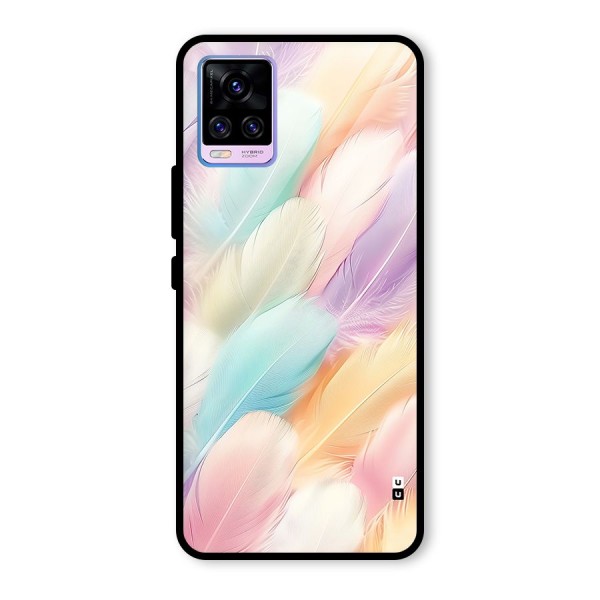 Pastel Feather Glass Back Case for Vivo V20 Pro