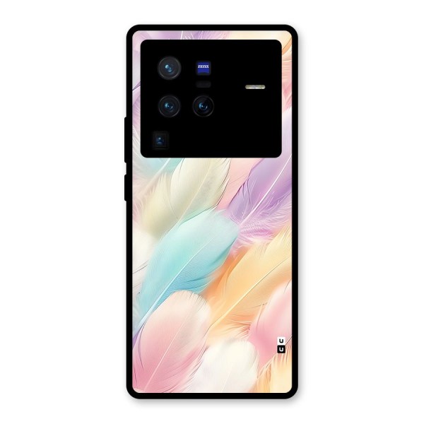 Pastel Feather Glass Back Case for Vivo X80 Pro