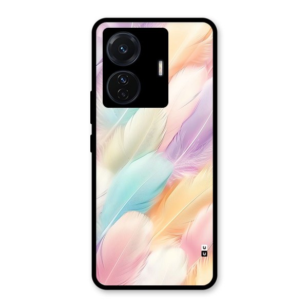 Pastel Feather Glass Back Case for Vivo iQOO Z6 Pro