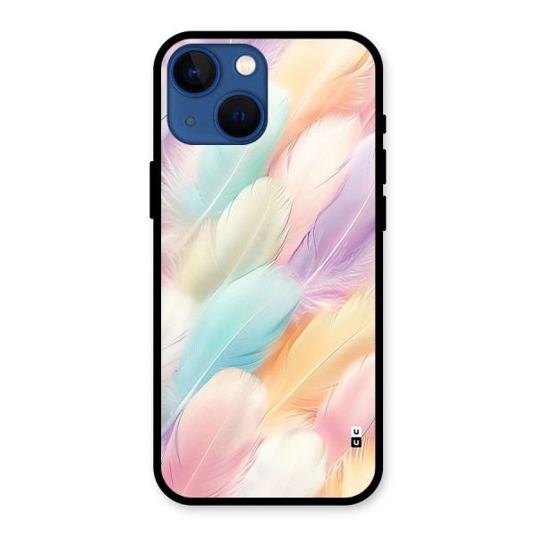 Pastel Feather Glass Back Case for iPhone 13 Mini