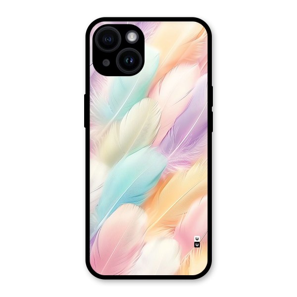 Pastel Feather Glass Back Case for iPhone 14